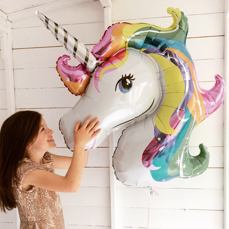 45-110cm Giant Unicorn Balloon Party Supplies Birthday Party Decorations Rainbow Balloons kids Foil Balloons cartoon hat