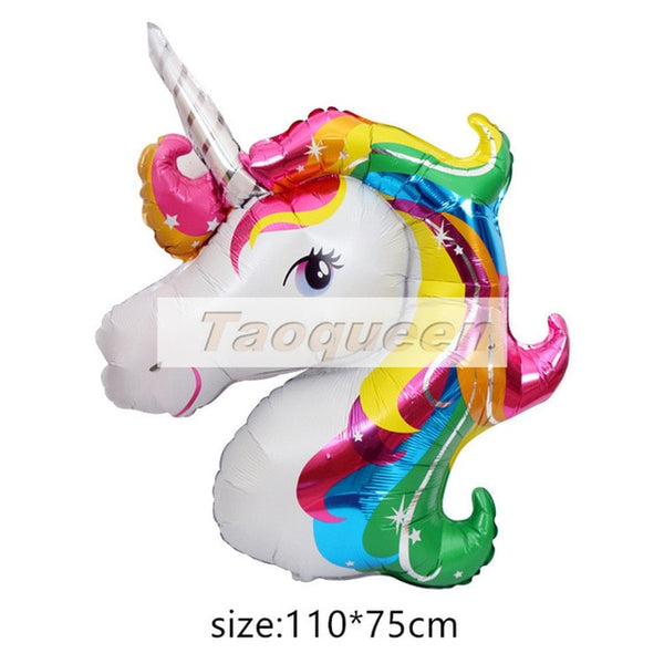 45-110cm Giant Unicorn Balloon Party Supplies Birthday Party Decorations Rainbow Balloons kids Foil Balloons cartoon hat