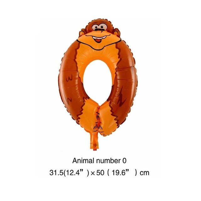 6 Inches Animal Cartoon Number Foil Balloons Party Hat Digit Air Ballons Birthday Party for Kids Toys