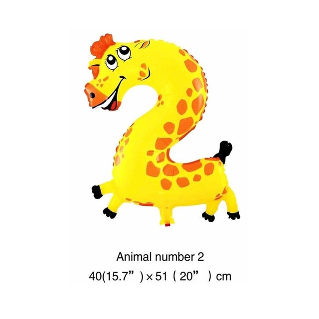 6 Inches Animal Cartoon Number Foil Balloons Party Hat Digit Air Ballons Birthday Party for Kids Toys