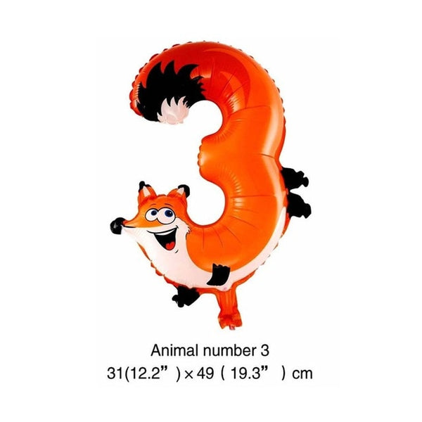 6 Inches Animal Cartoon Number Foil Balloons Party Hat Digit Air Ballons Birthday Party for Kids Toys