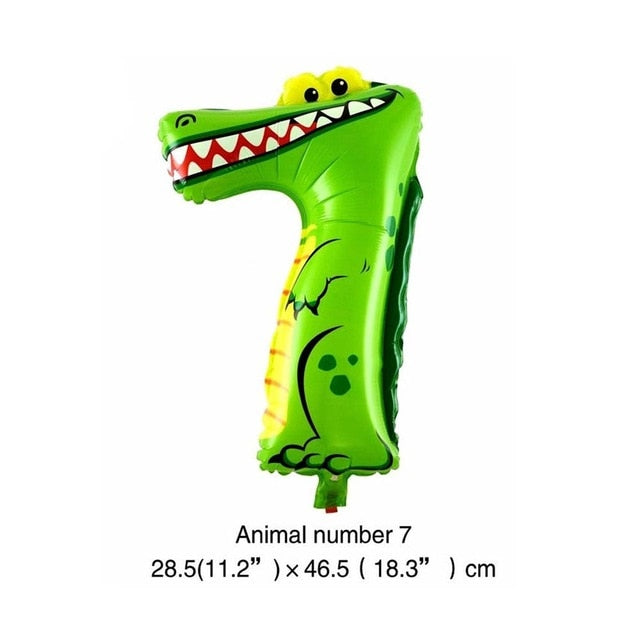 6 Inches Animal Cartoon Number Foil Balloons Party Hat Digit Air Ballons Birthday Party for Kids Toys