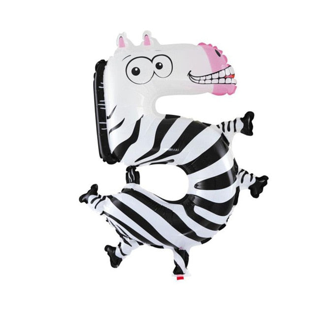 30-50cm 16 Inches Animal Cartoon Number Foil Balloons Party Hat Digit Air Ballons Birthday Party for Kids Toys