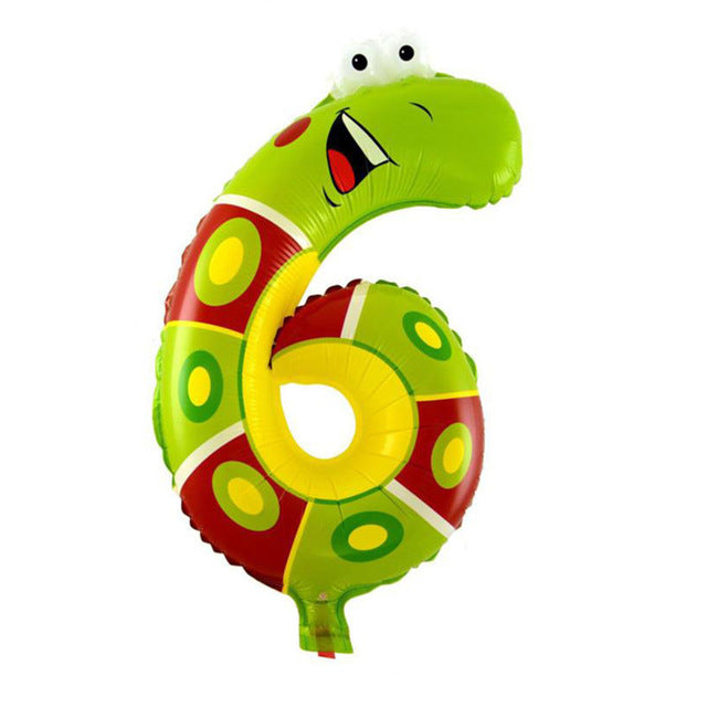 30-50cm 16 Inches Animal Cartoon Number Foil Balloons Party Hat Digit Air Ballons Birthday Party for Kids Toys