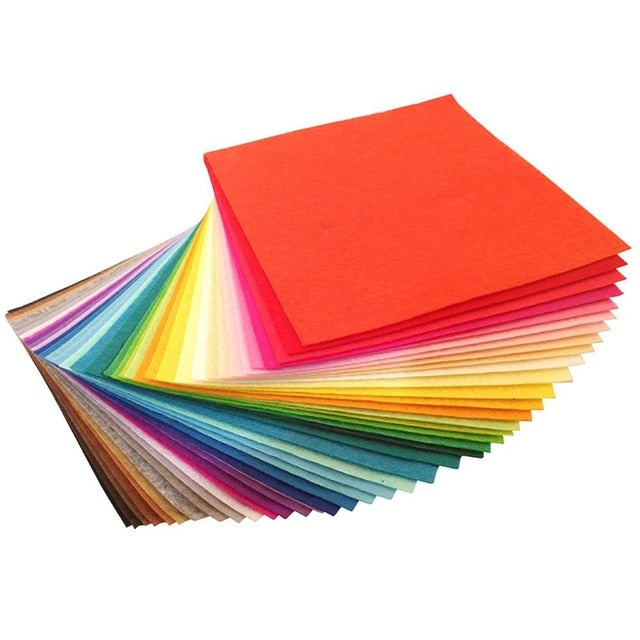 40PCS 15*15CM Handicraft DIY Doll Pattern Sticker Non Woven Felt Fabric 1mm Thickness Polyester Cloth Felts Bundle