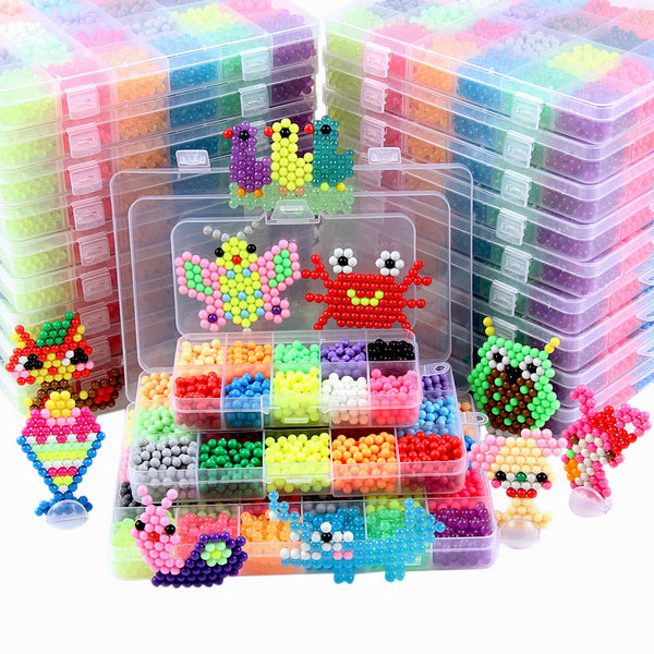 24 Colors 6000pcs Magic DIY Beads Crystal Aqua Water Spray Magic Hand Making 3D Puzzle Beads Kids Educational Toys For Children