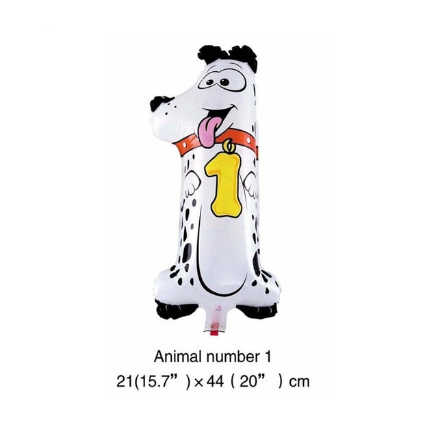 6 Inches Animal Cartoon Number Foil Balloons Party Hat Digit Air Ballons Birthday Party for Kids Toys