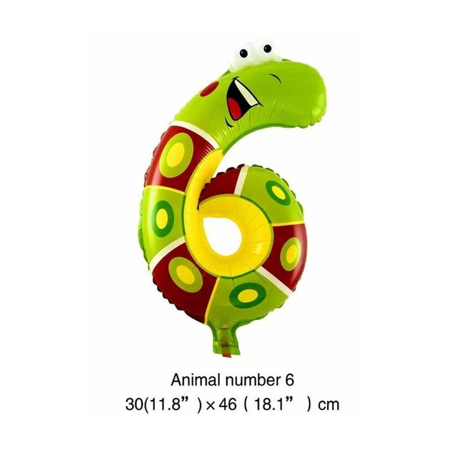 6 Inches Animal Cartoon Number Foil Balloons Party Hat Digit Air Ballons Birthday Party for Kids Toys