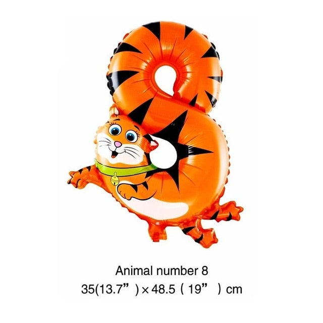 6 Inches Animal Cartoon Number Foil Balloons Party Hat Digit Air Ballons Birthday Party for Kids Toys