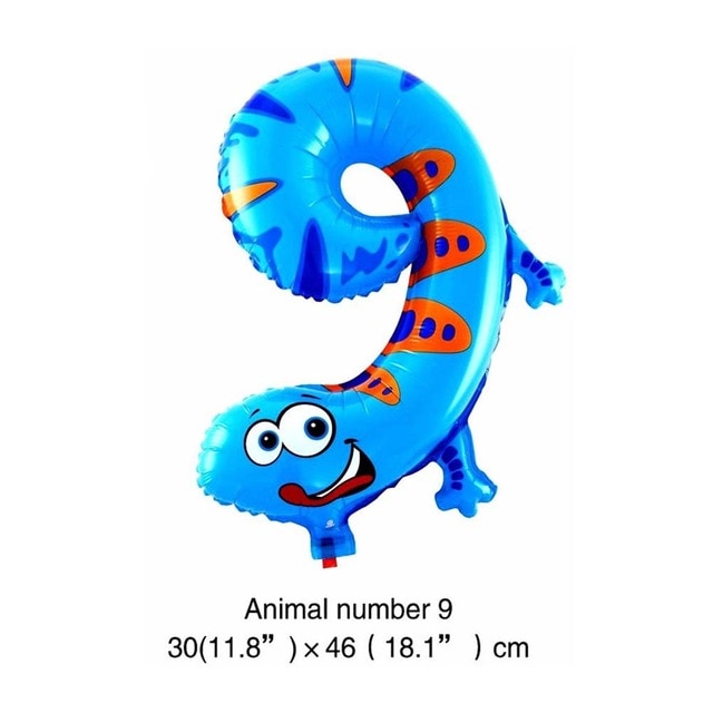 6 Inches Animal Cartoon Number Foil Balloons Party Hat Digit Air Ballons Birthday Party for Kids Toys